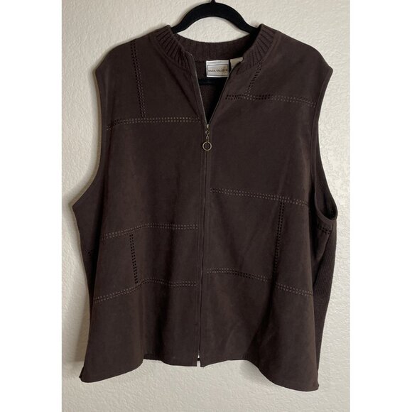Vintage Womens Y2K Napa Valley 2X Brown Full Zip Vest Cardigan Sweater‎ Preppy - Picture 1 of 6